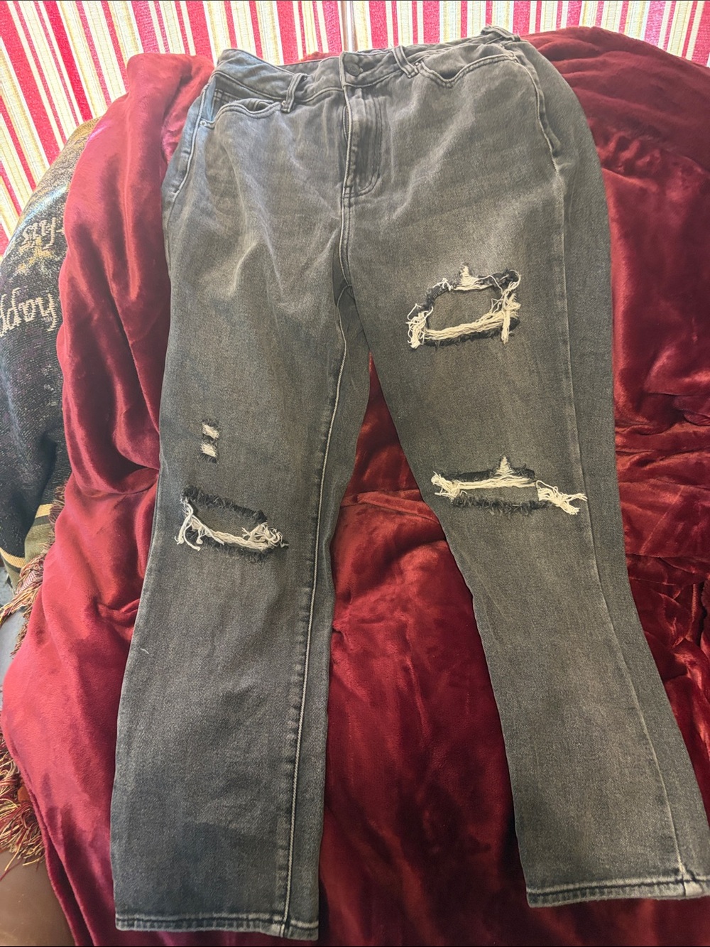 PacSun Black Washed Distressed Straight-Leg Jeans